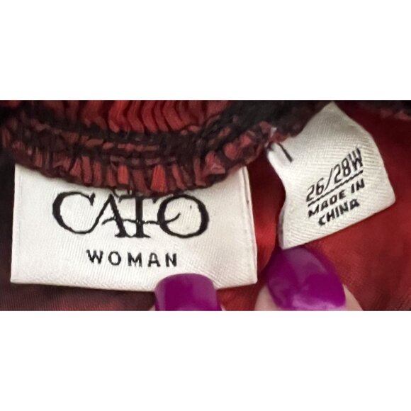 Cato Woman Re Black Floral Blouse 26/28 Artsy Plus Size Flowy Valentines Day - Picture 5 of 8